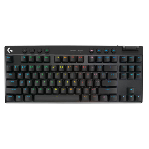 Logitech G PRO X TKL LIGHTSPEED Wireless Gaming Keyboard, Ultra-Portable Tenkeyless Design, LIGHTSYNC RGB, PBT keycaps, Linear Switches (GX Red) - Black